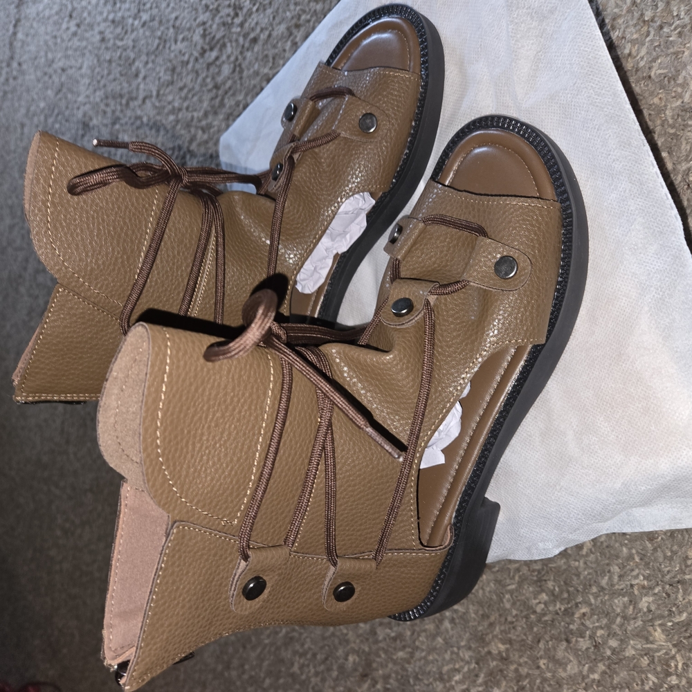 BNIB ! Brown Lace-Up Women's Sandals - Picture 5 of 7